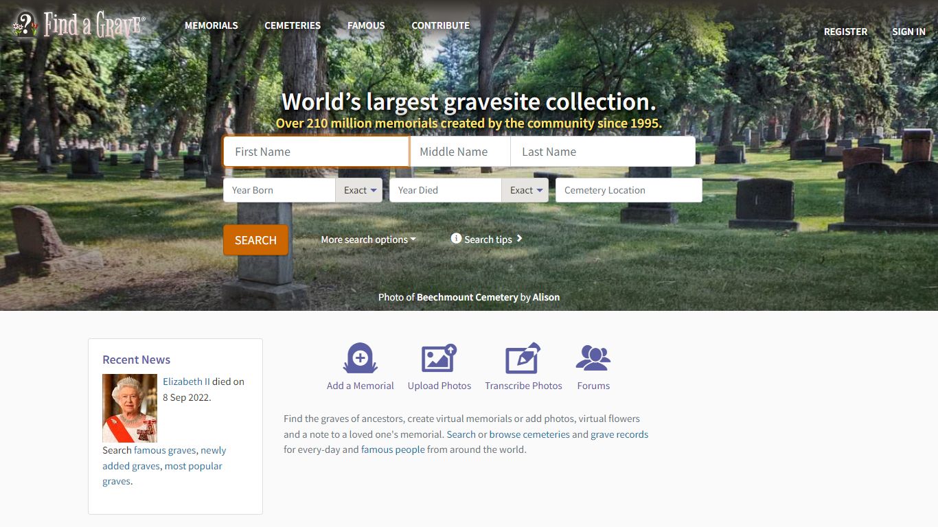 Find a Grave - Millions of Cemetery Records